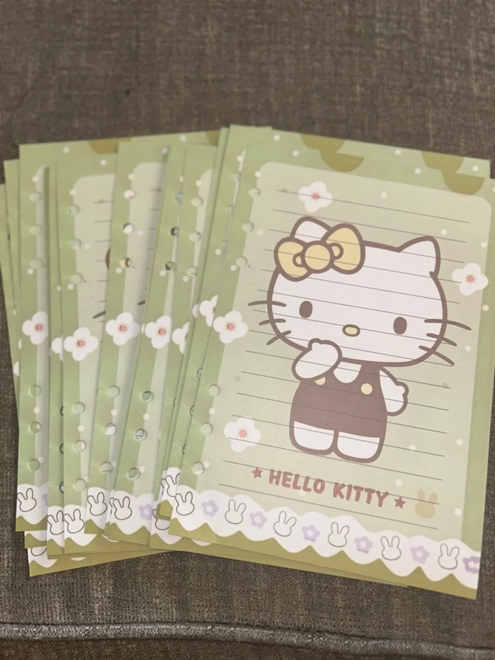Hello Kitty Pastel Yellow Pink Blue Kids A5 Binder with Floral Inserts